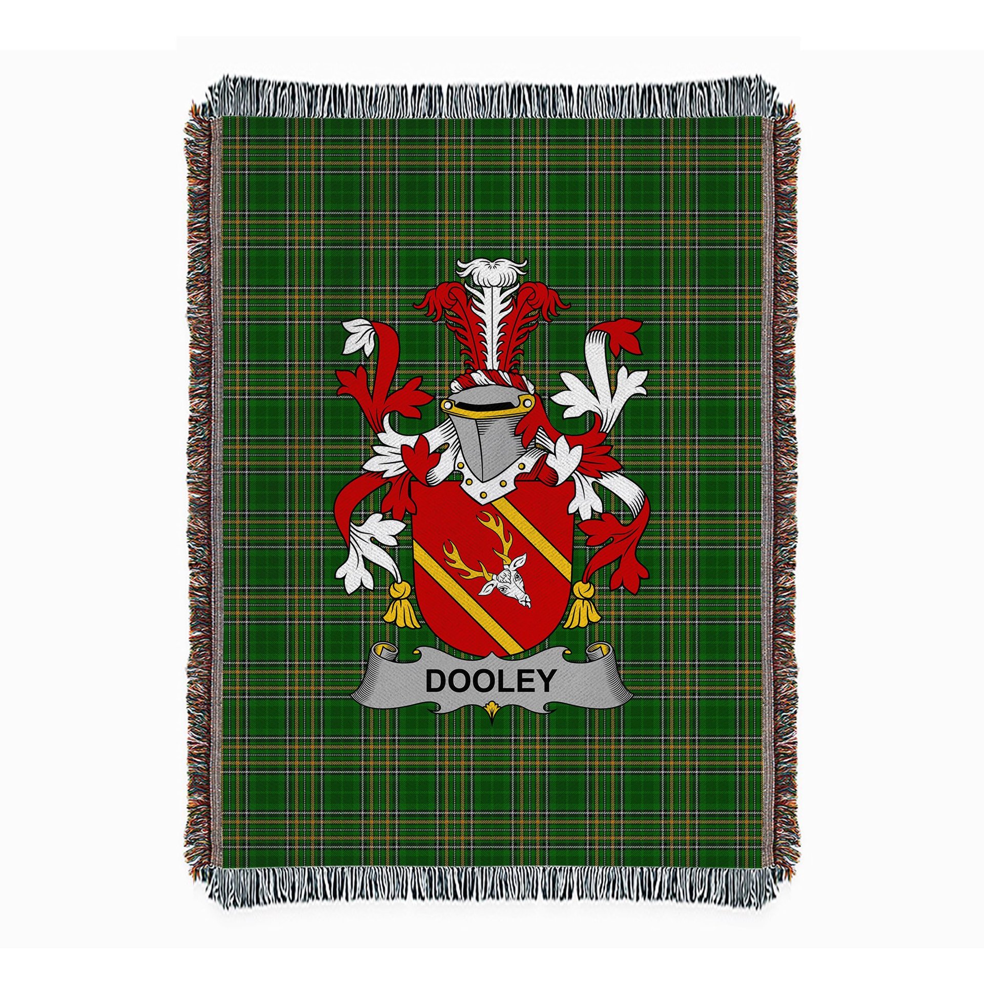 ScotsTee Shop Irish Dooley or O'Dooley Clan Coat of Arms Irish Tartan Woven Blanket