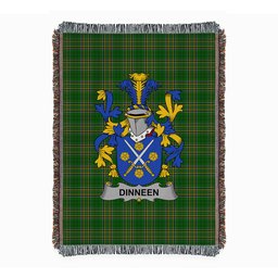 ScotsTee Shop Irish Dinneen or O'Dinneen Clan Coat of Arms Irish Tartan Woven Blanket