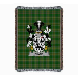 ScotsTee Shop Irish Duane or O'Devine Clan Coat of Arms Irish Tartan Woven Blanket