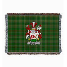 ScotsTee Shop Irish Donlevy or O'Donlevy Clan Coat of Arms Irish Tartan Woven Blanket
