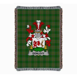 ScotsTee Shop Irish Donlevy or O'Donlevy Clan Coat of Arms Irish Tartan Woven Blanket