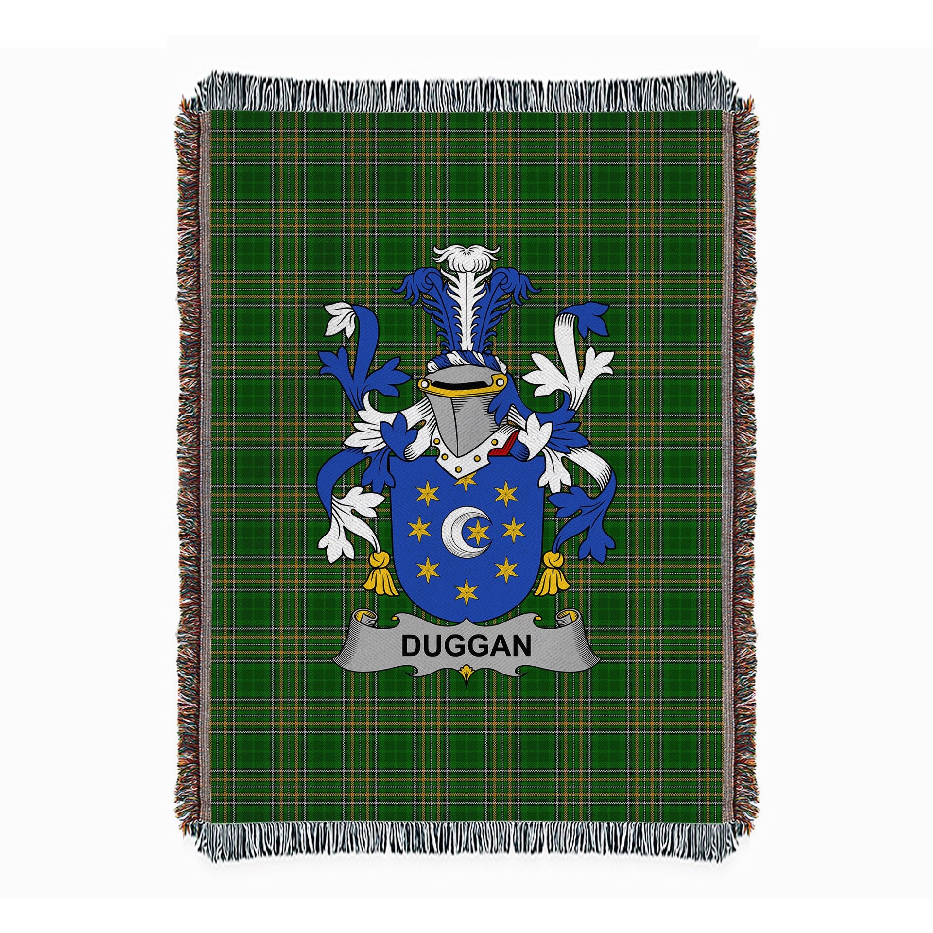 ScotsTee Shop Irish Duggan or O'Duggan Clan Coat of Arms Irish Tartan Woven Blanket