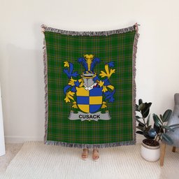 ScotsTee Shop Irish Cusack Clan Coat of Arms Irish Tartan Woven Blanket