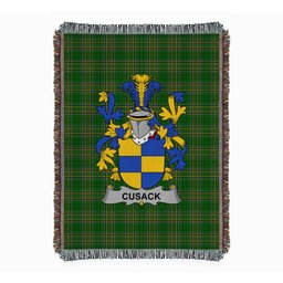 ScotsTee Shop Irish Cusack Clan Coat of Arms Irish Tartan Woven Blanket