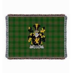 ScotsTee Shop Irish Griffin or O'Griffy Clan Coat of Arms Irish Tartan Woven Blanket