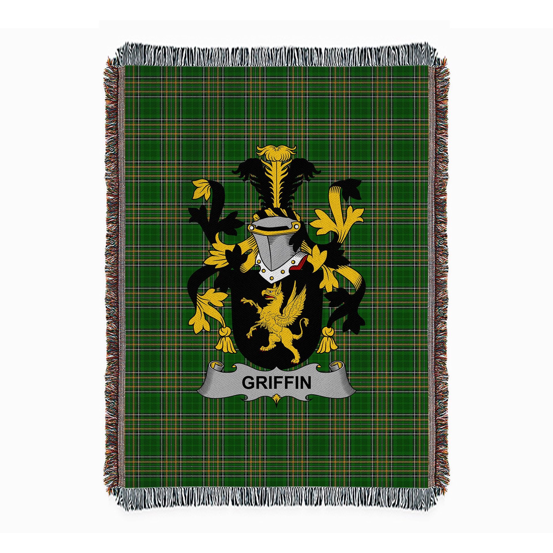 ScotsTee Shop Irish Griffin or O'Griffy Clan Coat of Arms Irish Tartan Woven Blanket