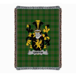 ScotsTee Shop Irish Griffin or O'Griffy Clan Coat of Arms Irish Tartan Woven Blanket