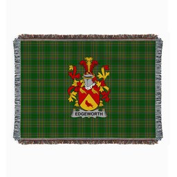 ScotsTee Shop Irish Edgeworth Clan Coat of Arms Irish Tartan Woven Blanket
