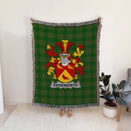 ScotsTee Shop Irish Edgeworth Clan Coat of Arms Irish Tartan Woven Blanket