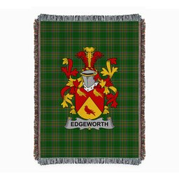 ScotsTee Shop Irish Edgeworth Clan Coat of Arms Irish Tartan Woven Blanket
