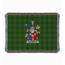 ScotsTee Shop Irish Galbraith Clan Coat of Arms Irish Tartan Woven Blanket
