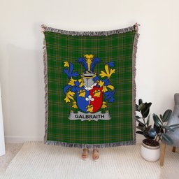 ScotsTee Shop Irish Galbraith Clan Coat of Arms Irish Tartan Woven Blanket