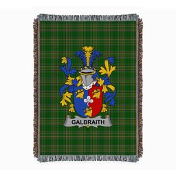 ScotsTee Shop Irish Galbraith Clan Coat of Arms Irish Tartan Woven Blanket