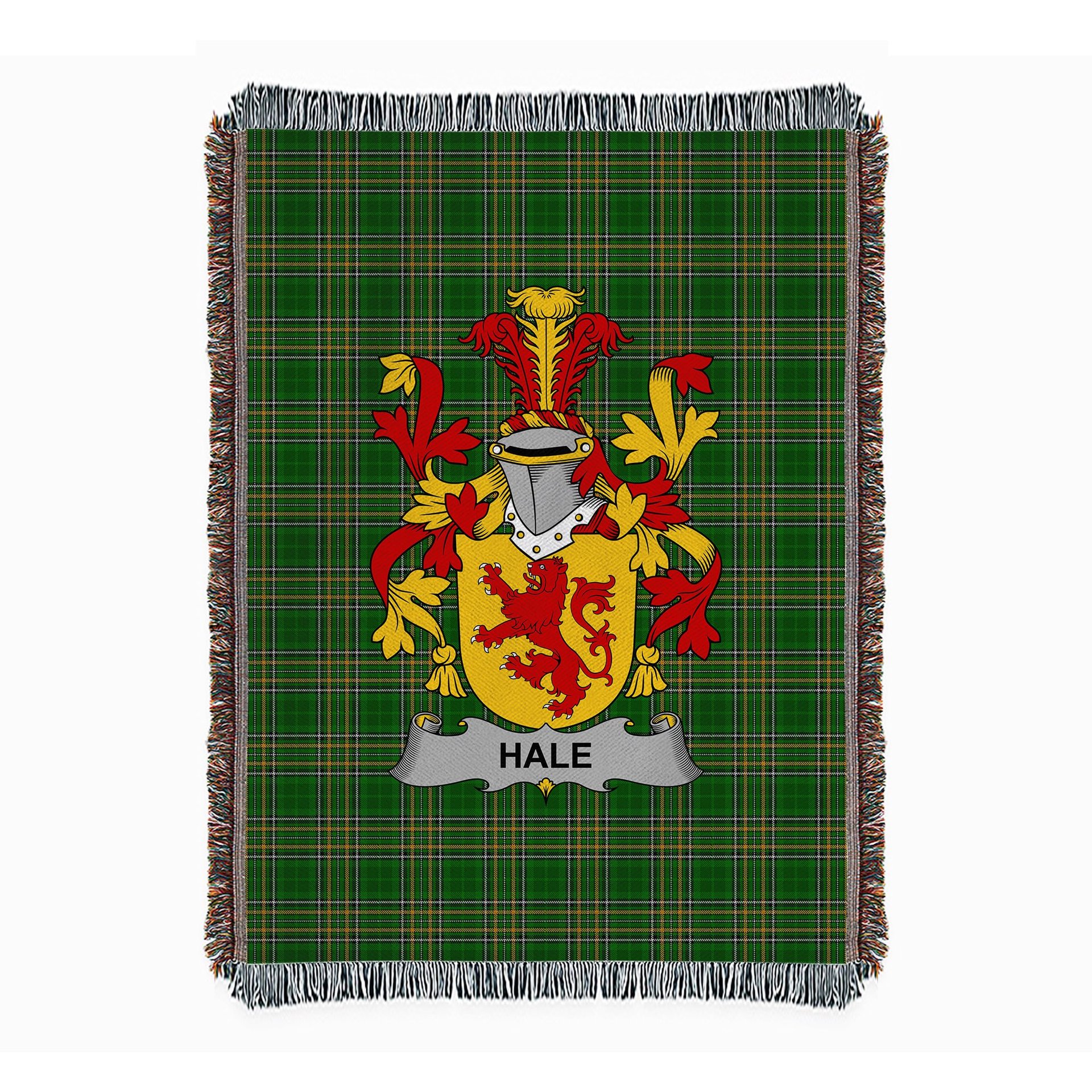ScotsTee Shop Irish Hale or McHale Clan Coat of Arms Irish Tartan Woven Blanket
