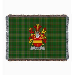 ScotsTee Shop Irish Gore Clan Coat of Arms Irish Tartan Woven Blanket