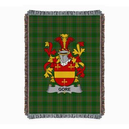ScotsTee Shop Irish Gore Clan Coat of Arms Irish Tartan Woven Blanket