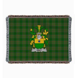 ScotsTee Shop Irish Haly or O'Haly Clan Coat of Arms Irish Tartan Woven Blanket