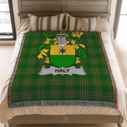 ScotsTee Shop Irish Haly or O'Haly Clan Coat of Arms Irish Tartan Woven Blanket
