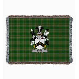 ScotsTee Shop Irish Eyre Clan Coat of Arms Irish Tartan Woven Blanket