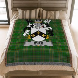 ScotsTee Shop Irish Eyre Clan Coat of Arms Irish Tartan Woven Blanket