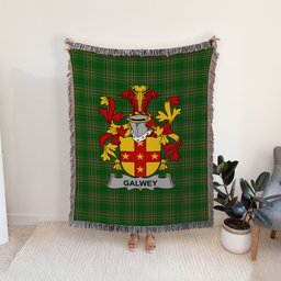 ScotsTee Shop Irish Galwey Clan Coat of Arms Irish Tartan Woven Blanket