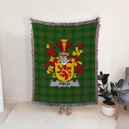 ScotsTee Shop Irish Field Clan Coat of Arms Irish Tartan Woven Blanket