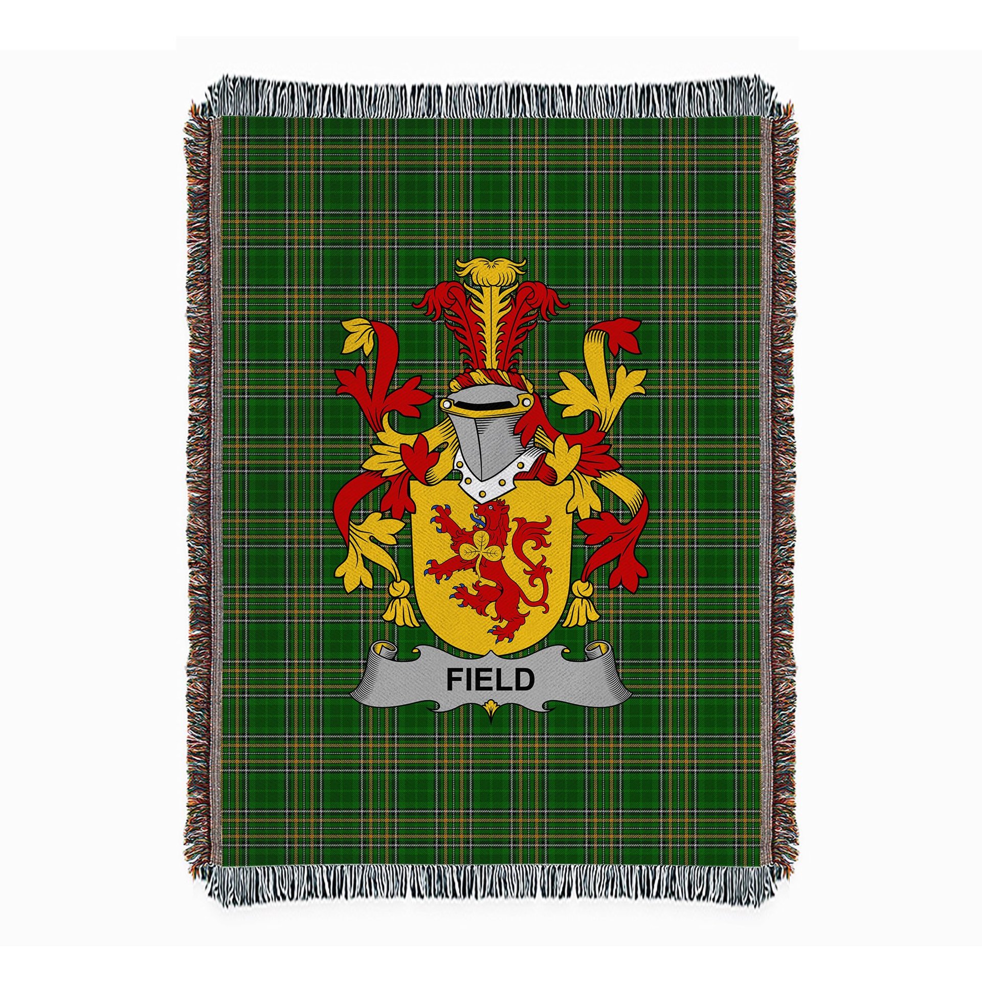 ScotsTee Shop Irish Field Clan Coat of Arms Irish Tartan Woven Blanket
