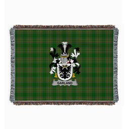ScotsTee Shop Irish Garland or McGartland Clan Coat of Arms Irish Tartan Woven Blanket