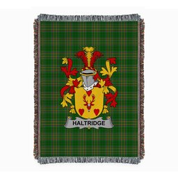 ScotsTee Shop Irish Haltridge Clan Coat of Arms Irish Tartan Woven Blanket