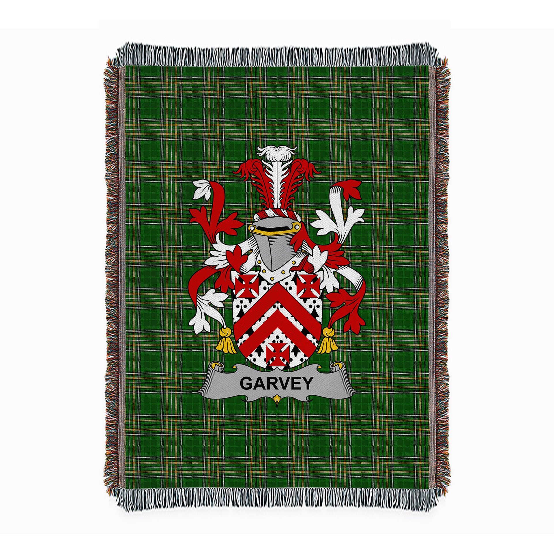 ScotsTee Shop Irish Garvey or O'Garvey Clan Coat of Arms Irish Tartan Woven Blanket
