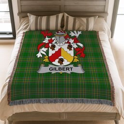 ScotsTee Shop Irish Gilbert Clan Coat of Arms Irish Tartan Woven Blanket