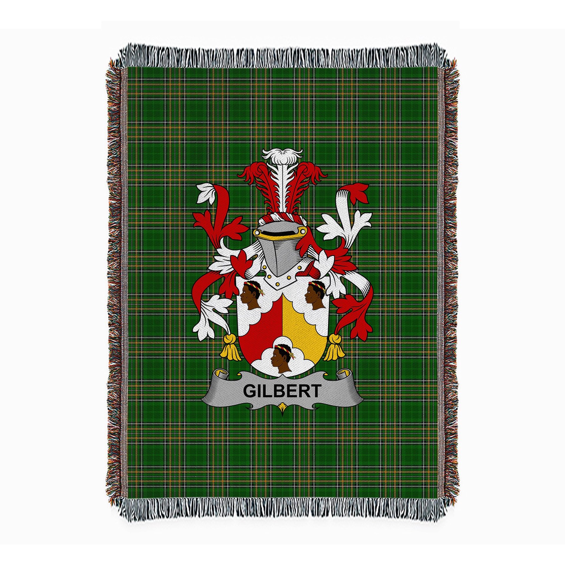 ScotsTee Shop Irish Gilbert Clan Coat of Arms Irish Tartan Woven Blanket