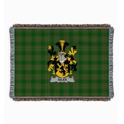 ScotsTee Shop Irish Giles or Gyles Clan Coat of Arms Irish Tartan Woven Blanket