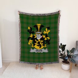 ScotsTee Shop Irish Giles or Gyles Clan Coat of Arms Irish Tartan Woven Blanket