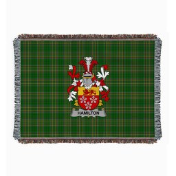 ScotsTee Shop Irish Hamilton Clan Coat of Arms Irish Tartan Woven Blanket