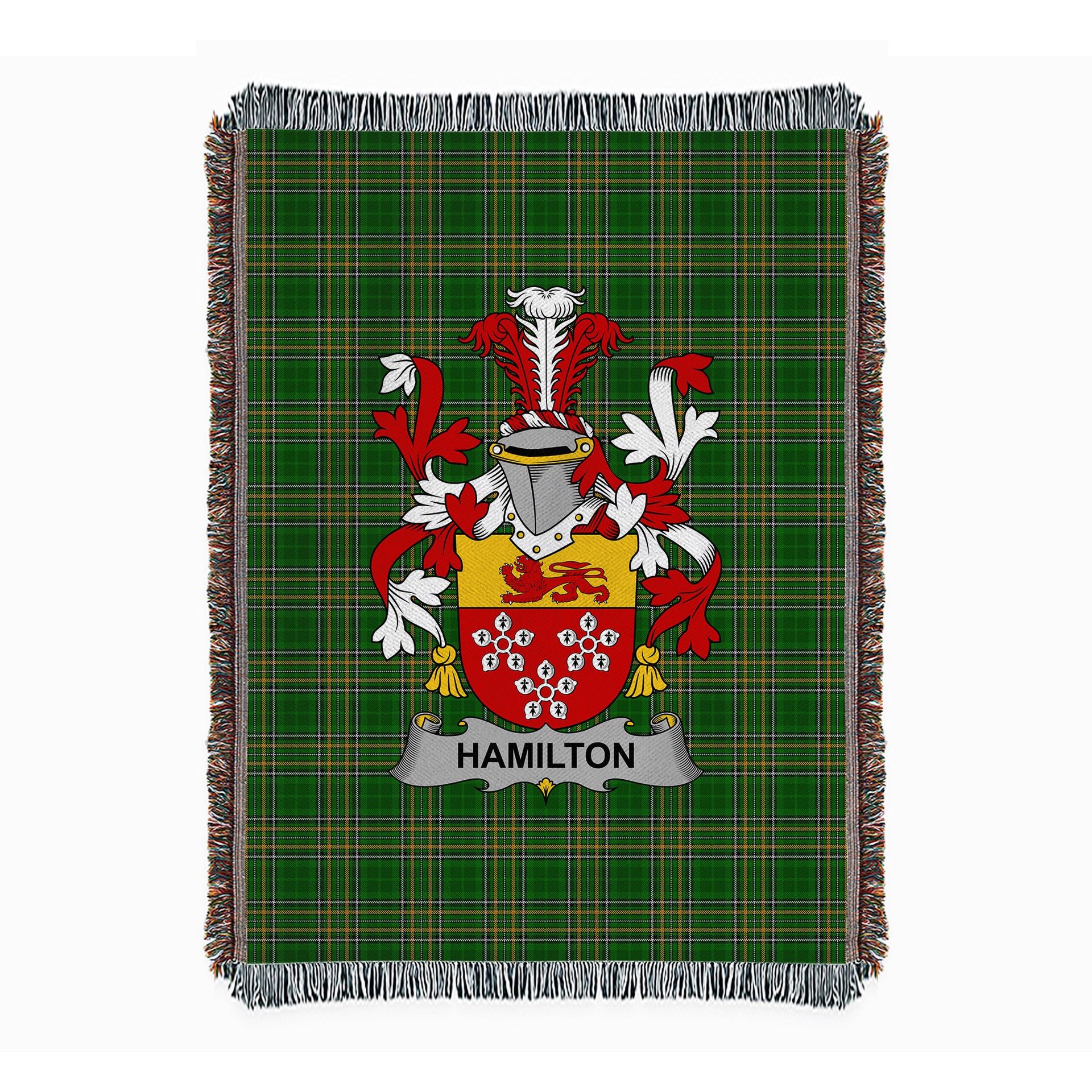 ScotsTee Shop Irish Hamilton Clan Coat of Arms Irish Tartan Woven Blanket