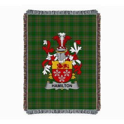 ScotsTee Shop Irish Hamilton Clan Coat of Arms Irish Tartan Woven Blanket