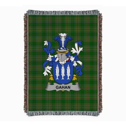 ScotsTee Shop Irish Gahan or McGahan Clan Coat of Arms Irish Tartan Woven Blanket