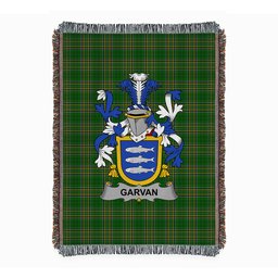 ScotsTee Shop Irish Garvan or O'Garvan Clan Coat of Arms Irish Tartan Woven Blanket