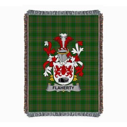 ScotsTee Shop Irish Flaherty or O'Flaherty Clan Coat of Arms Irish Tartan Woven Blanket