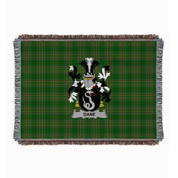 ScotsTee Shop Irish Dane or O'Dane Clan Coat of Arms Irish Tartan Woven Blanket