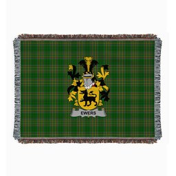 ScotsTee Shop Irish Ewers Clan Coat of Arms Irish Tartan Woven Blanket