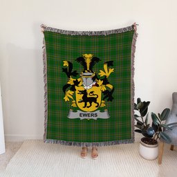 ScotsTee Shop Irish Ewers Clan Coat of Arms Irish Tartan Woven Blanket