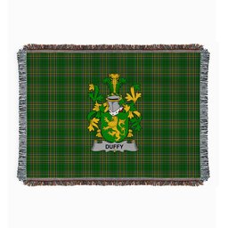 ScotsTee Shop Irish Duffy or O'Duffy Clan Coat of Arms Irish Tartan Woven Blanket
