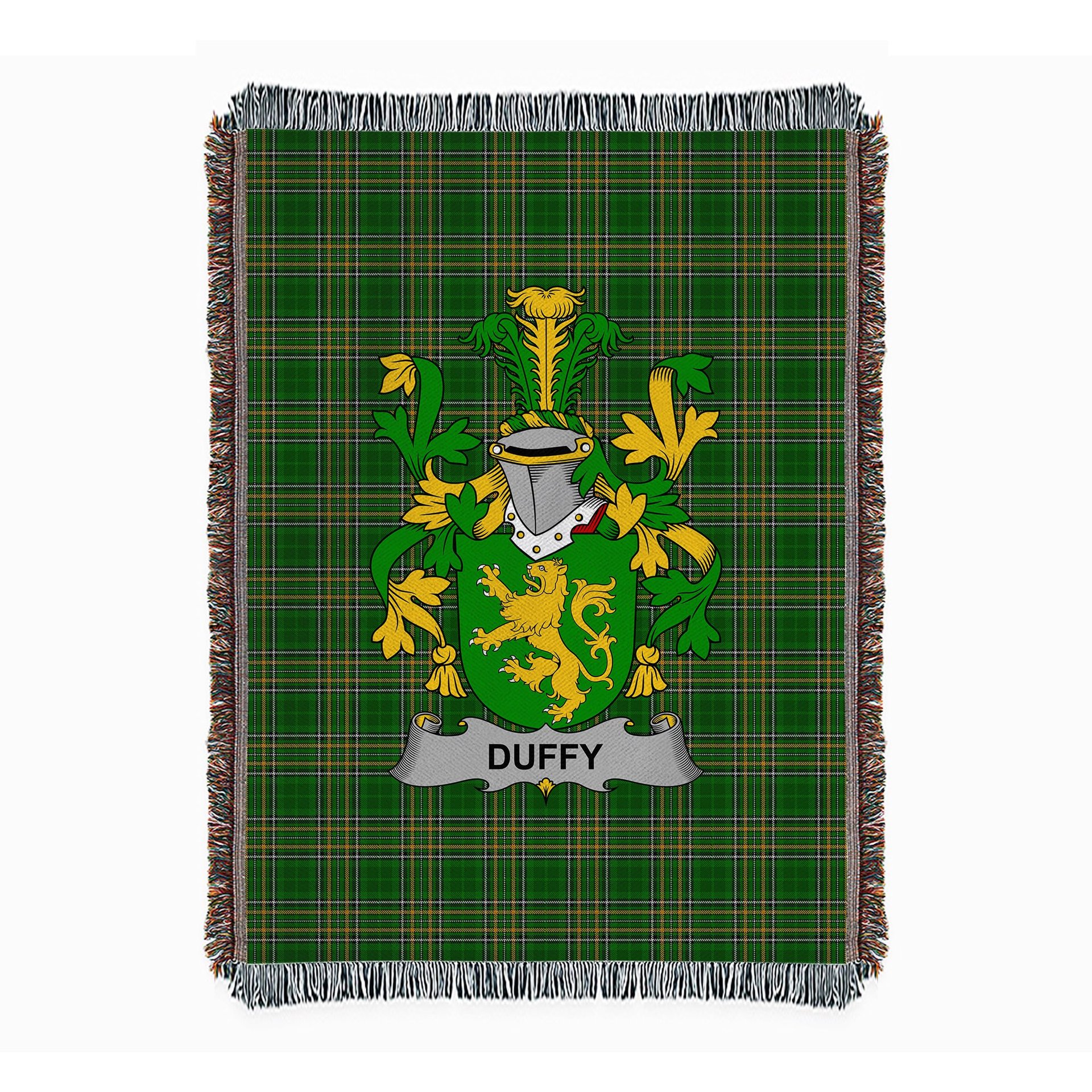 ScotsTee Shop Irish Duffy or O'Duffy Clan Coat of Arms Irish Tartan Woven Blanket