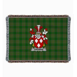 ScotsTee Shop Irish Freeman Clan Coat of Arms Irish Tartan Woven Blanket