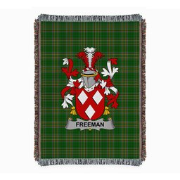 ScotsTee Shop Irish Freeman Clan Coat of Arms Irish Tartan Woven Blanket