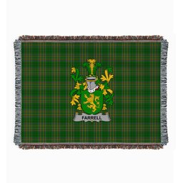 ScotsTee Shop Irish Farrell or O'Ferrell Clan Coat of Arms Irish Tartan Woven Blanket