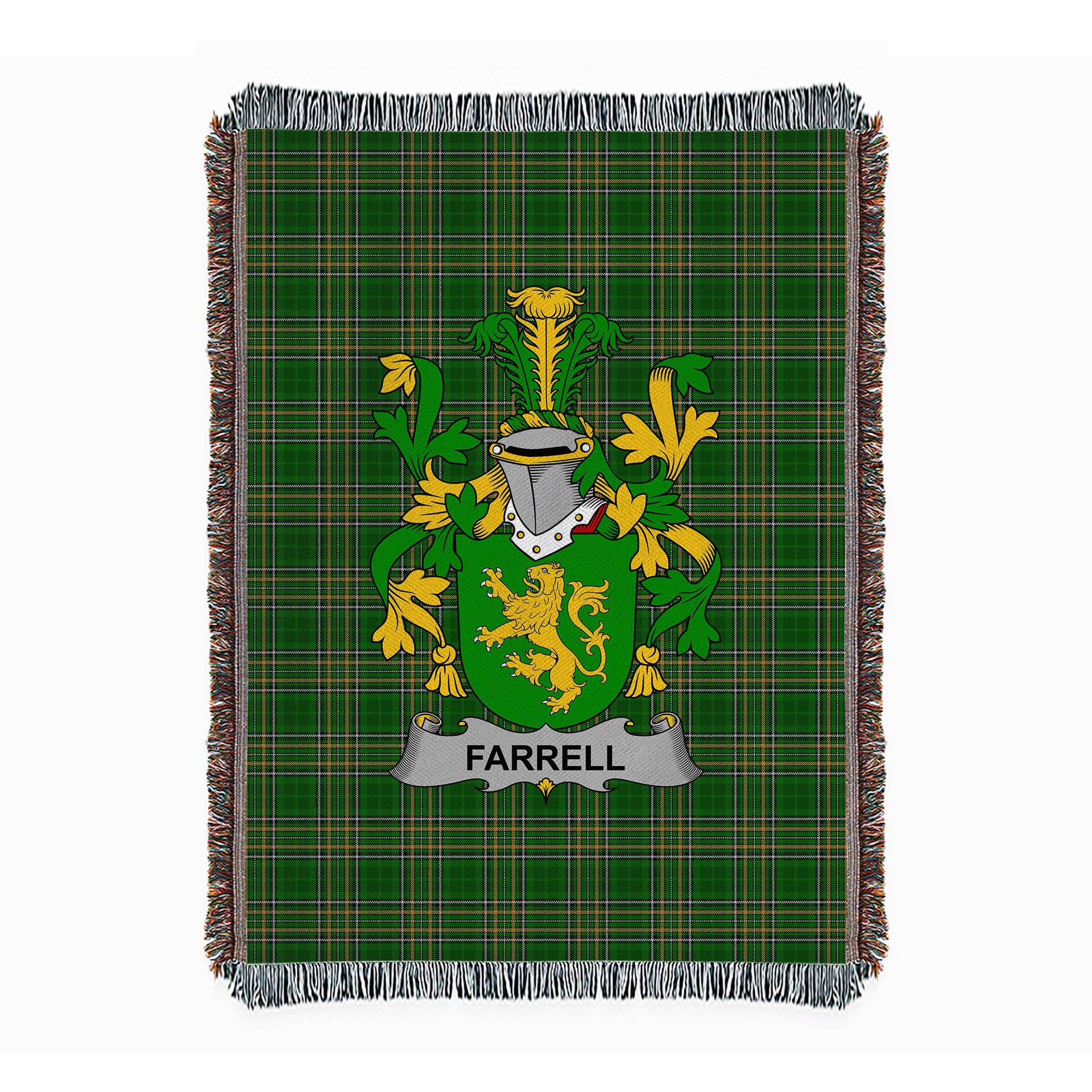 ScotsTee Shop Irish Farrell or O'Ferrell Clan Coat of Arms Irish Tartan Woven Blanket
