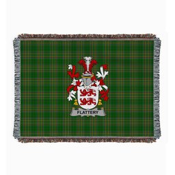 ScotsTee Shop Irish Flattery or O'Flattery Clan Coat of Arms Irish Tartan Woven Blanket